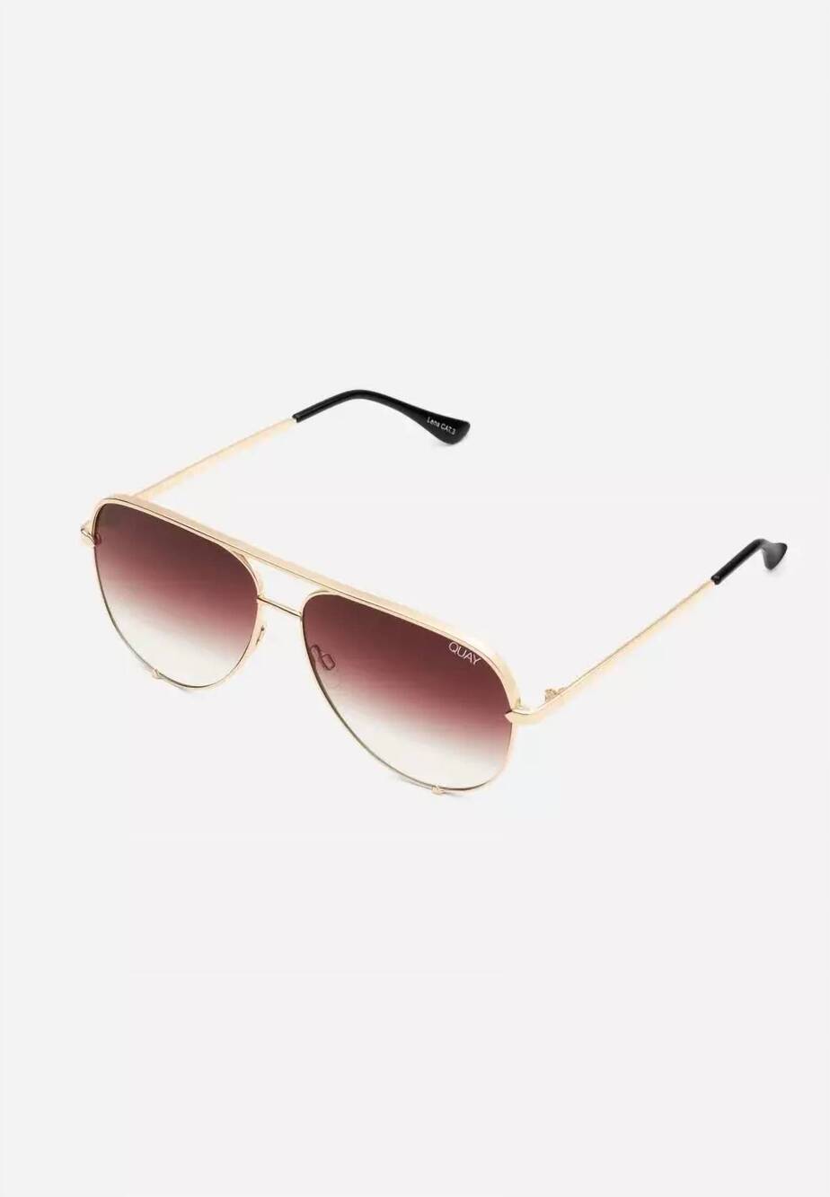 NEW QUAY women's high key sunglasses in gold/brown fade polarized